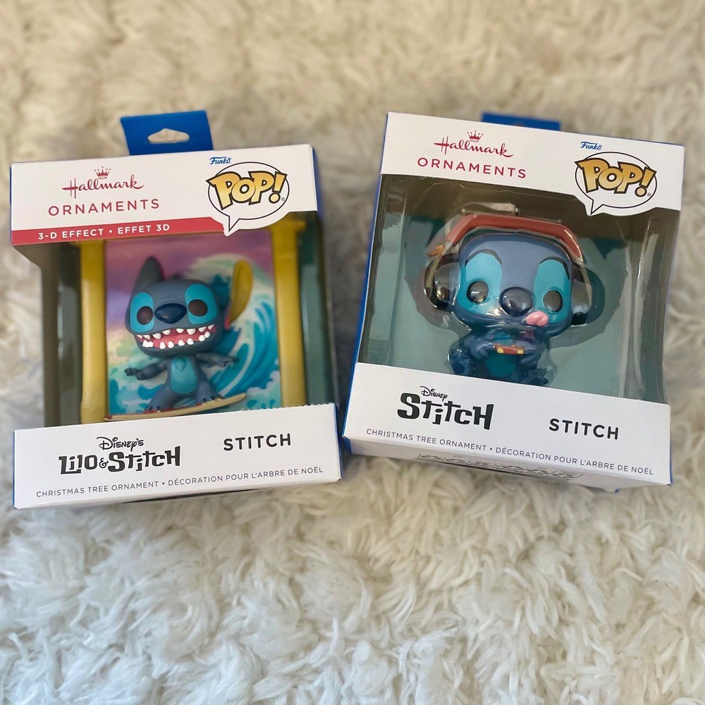 Hallmark Funko POP Disney Stitch Christmas Tree Ornaments Set of 2 New‎